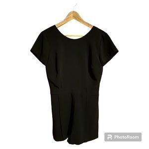 F21 Small black deep V open back romper size S